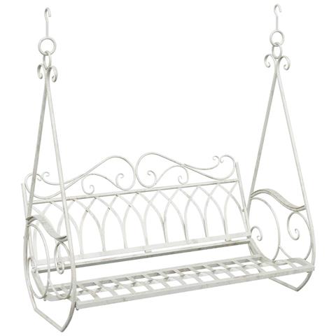 Panchina a Dondolo Acciaio 112 x 60 x 126,5 cm Bianco Antico - Foto 1