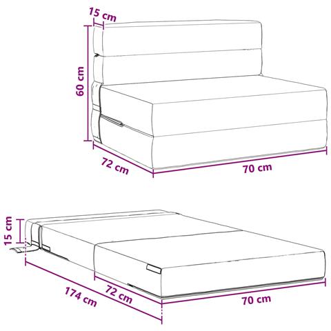 Divano Letto Pieghevole Crema 70 x 72 x 60 cm Tessuto - Foto 9