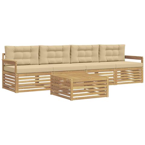 Set di divani da esterno con cuscino 5 pcs Bianco e Beige - Foto 1