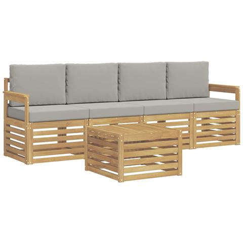 Set di divani da esterno 5 pcs Bianco e Grigio Chiaro - Foto 1