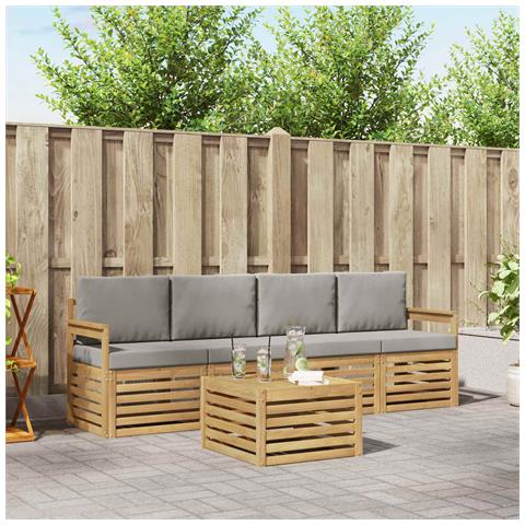 Set di divani da esterno 5 pcs Bianco e Grigio Chiaro - Foto 2