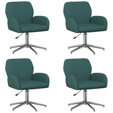 Sedie da scrivania girevoli 4 pz 54 x 58 x 90 cm Verde Scuro - Foto 1