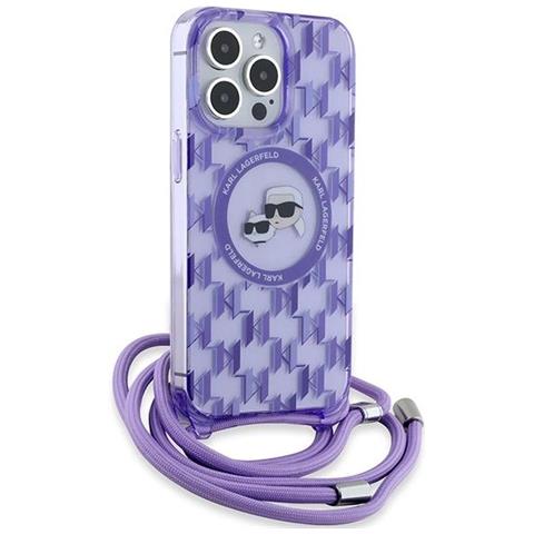 Karl Lagerfeld Iml Crossbody Monogram Karl & Choupette Head Magsafe Case Per Iphone 15 Pro - Viola - Foto 1