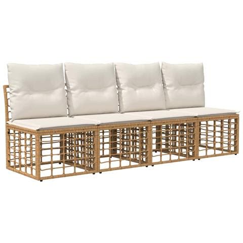Set Divano da Giardino 7 pz Naturale e Bianco Crema polyrattan - Foto 2