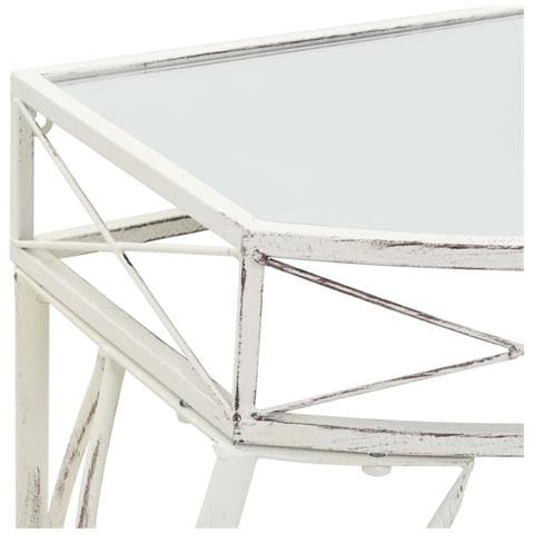 Tavolino Laterale In Stile Francese In Metallo 82x39x76 Cm Bianco - Foto 2
