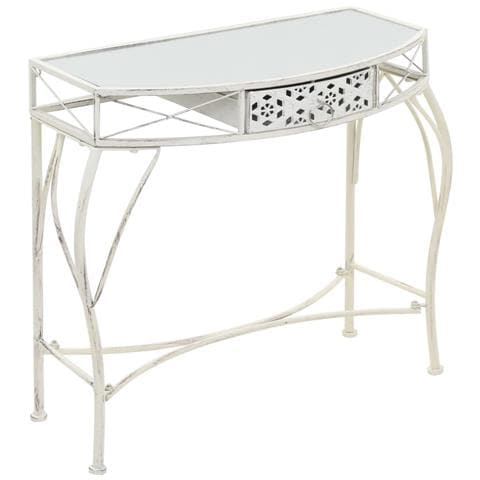 Tavolino Laterale In Stile Francese In Metallo 82x39x76 Cm Bianco - Foto 1