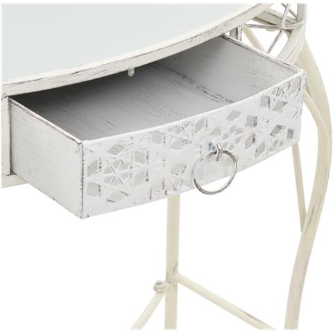 Tavolino Laterale In Stile Francese In Metallo 82x39x76 Cm Bianco - Foto 8
