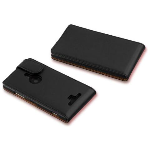 Custodia Compatibile Con Nokia Lumia 925 In Nero Carbone - Coperchio Protettivo In Design Flip Realizzato In Finta Pelle Liscia - Foto 2