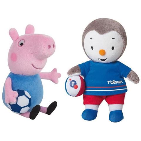 Peppa Pig T'choupi Set Di 2 Peluche Calcio + / - 17 Cm - Foto 1