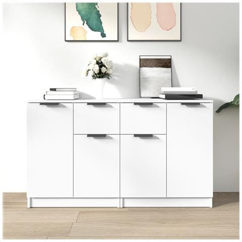 Credenze 2 Pz Bianche 60x30x70 Cm In Legno Multistrato - Foto 7