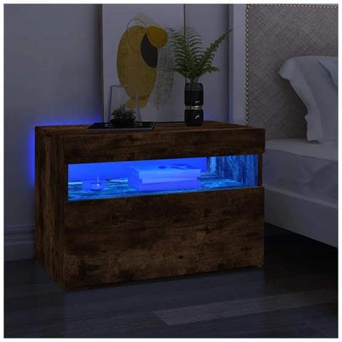 Mobile Porta TV con Luci LED Rovere Fumo 60x35x40 cm - Foto 2