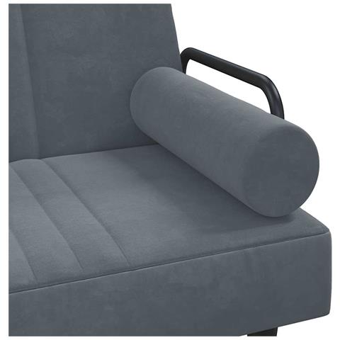 Divano Letto Con Braccioli Grigio Scuro In Velluto - Foto 9