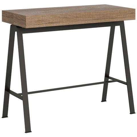 Consolle Allungabile 90x40/196 Cm Banco Small Telaio Antracite - Quercia Natura - Foto 6