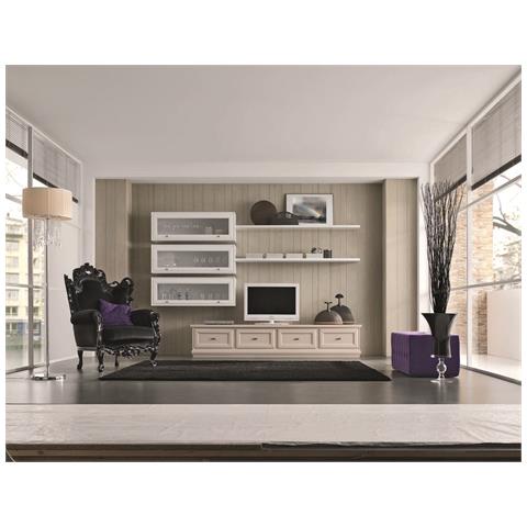 Parete Attrezzata Porta Tv In Legno Massello L 301 P 56\42 H 217 - Foto 1