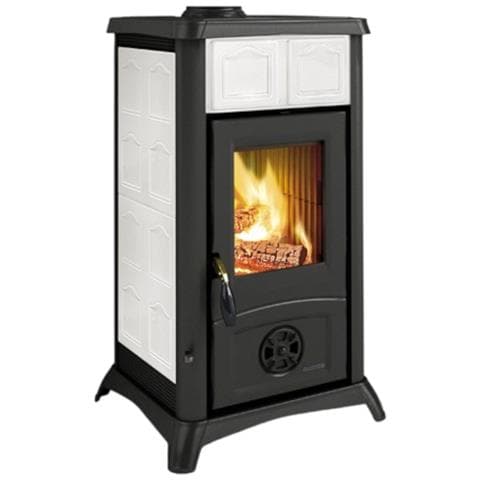 Stufa A Legna Con Struttura In Ghisa E Rivestimento Esterno In Maiolica Sistema Di Post Combustione 6 Kw Gemma Liberty - White - Foto 1