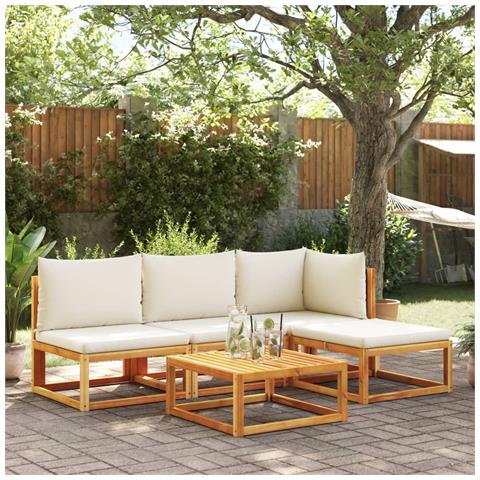 Divano Da Giardino Senza Braccioli Con Cuscini Massello Acacia - Foto 3