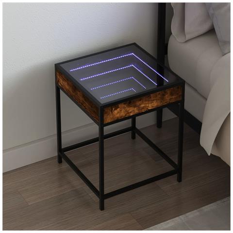 Comodino Con Led Infinity Rovere Fumo 40x40x51 Cm - Foto 1