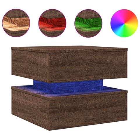 Tavolino Da Salotto Con Luci Led Rovere Marrone 50x50x40 Cm - Foto 2