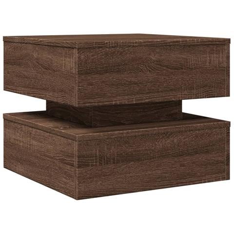 Tavolino Da Salotto Con Luci Led Rovere Marrone 50x50x40 Cm - Foto 3