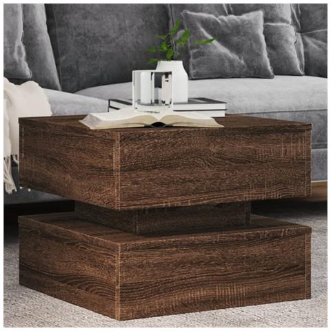 Tavolino Da Salotto Con Luci Led Rovere Marrone 50x50x40 Cm - Foto 1