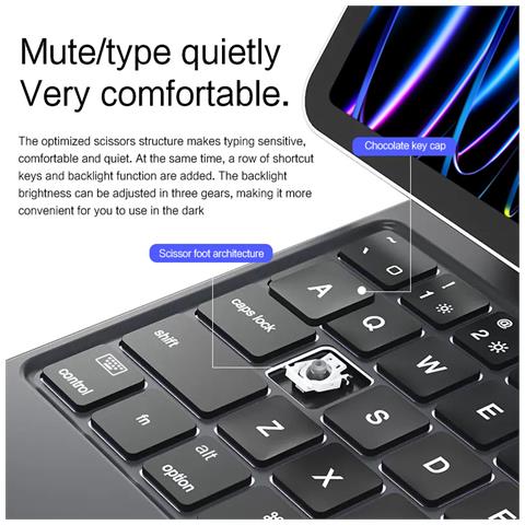 Custodia Protettiva Per Ipad Con Tastiera Bluetooth Black Ipad Pro 12.9 2018-2022 - Foto 2