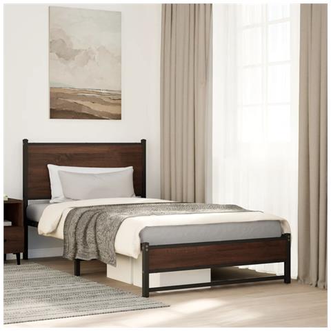 Giroletto Senza Materasso In Metallo Rovere Marrone 100x190 Cm - Foto 1