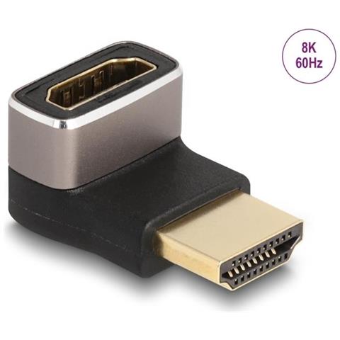 Adattatore Hdmi Maschio A Femmina Con Angolo Inferiore Di 90ã‚â° 8k 60 Hz Grigio Metallo - Foto 1