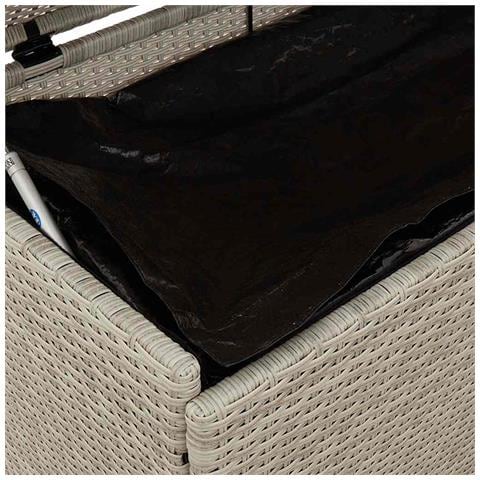 Contenitore da Giardino con Ruote Grigio Chiaro Polyrattan - Foto 10