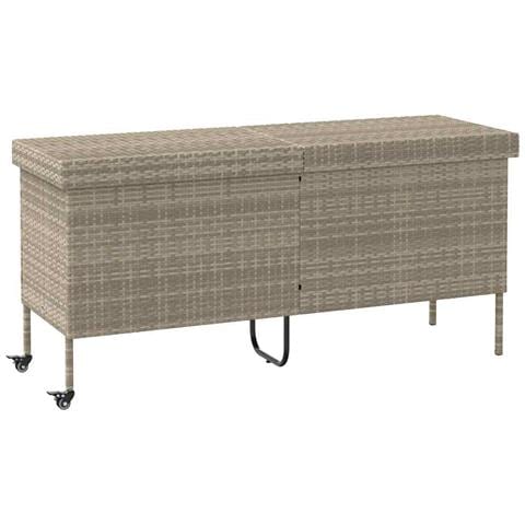 Contenitore da Giardino con Ruote Grigio Chiaro Polyrattan - Foto 1