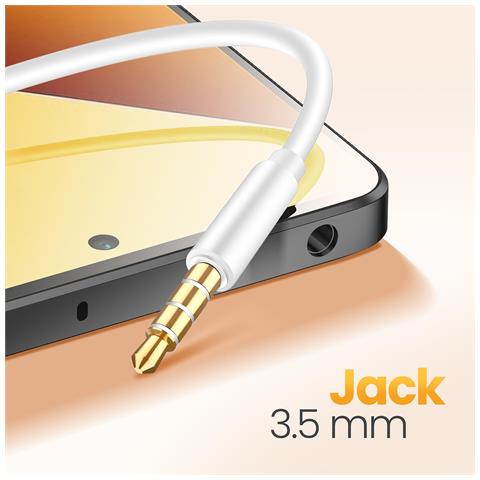Cuffie Cablate Jack 3,5 Mm Con Tasto Comando Integrato, Bianco - Foto 5