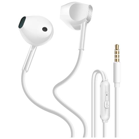 Cuffie Cablate Jack 3,5 Mm Con Tasto Comando Integrato, Bianco - Foto 1