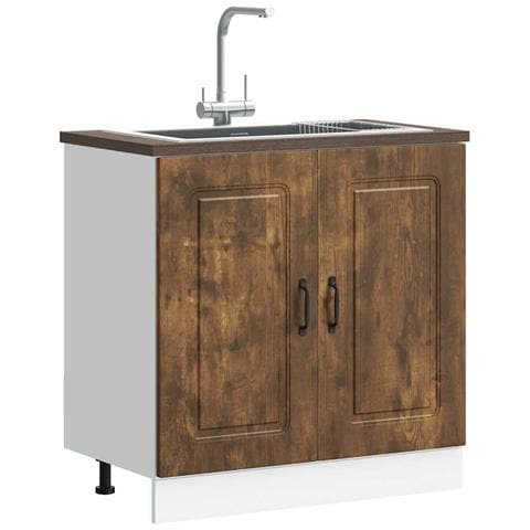 Mobile Base Lavello Kalmar Rovere Fumo 80x46x81,5 Cm Truciolato - Foto 1