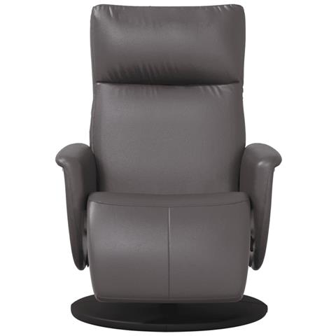 Poltrona Reclinabile Con Poggiapiedi Grigia In Similpelle - Foto 3