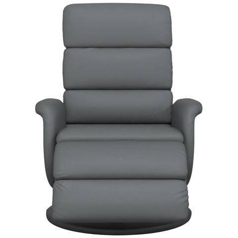 Poltrona Reclinabile Con Poggiapiedi Grigia In Similpelle - Foto 3