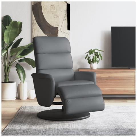 Poltrona Reclinabile Con Poggiapiedi Grigia In Similpelle - Foto 1
