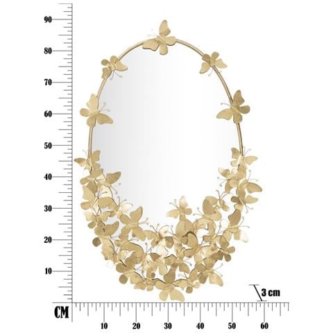 Specchio Con Cornice Farfalla 32 - Oro - Metallo - 59x3x89,5 Cm - Foto 6