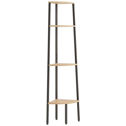 Scaffale Angolare A 4 Ripiani Marrone Chiaro E Nero 45,5x31,5x150 Cm - Foto 1