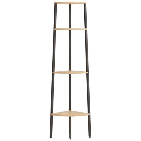 Scaffale Angolare A 4 Ripiani Marrone Chiaro E Nero 45,5x31,5x150 Cm - Foto 2