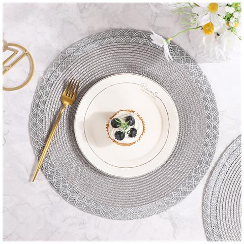 Set Di 8 Tovagliette All'americana, Tovagliette In Pvc Per Tavolo Da Pranzo Silver - Foto 2