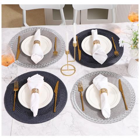 Set Di 8 Tovagliette All'americana, Tovagliette In Pvc Per Tavolo Da Pranzo Silver - Foto 4
