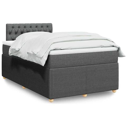 Giroletto a Molle con Materasso Grigio Scuro 120x190cm Tessuto - Foto 2