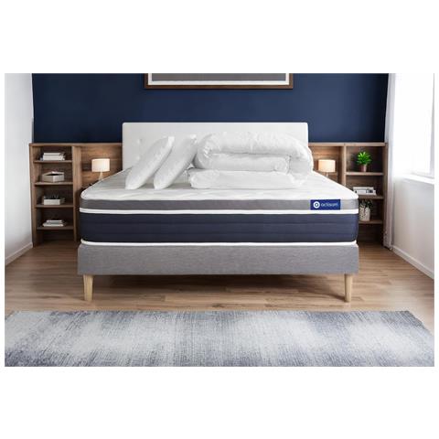 Pacchetto Letto Completo - Materasso 140x200cm + Box Spring Con Doghe (in Kit) + 2 Cuscini + Piumino - Actimemo Confort - Foto 1