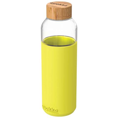 Bottiglia In Vetro 660 Ml Con Coperchio In Bambù Naturale, Giallo - Foto 1