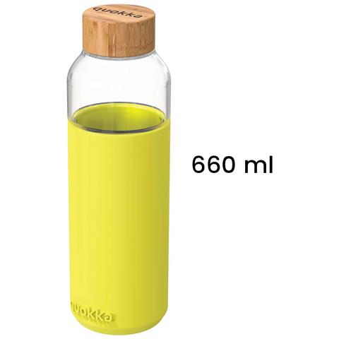 Bottiglia In Vetro 660 Ml Con Coperchio In Bambù Naturale, Giallo - Foto 2