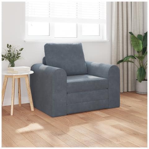 Divano Letto 2-in-1 Grigio Scuro 98x71x83 cm in Poliestere - Foto 2