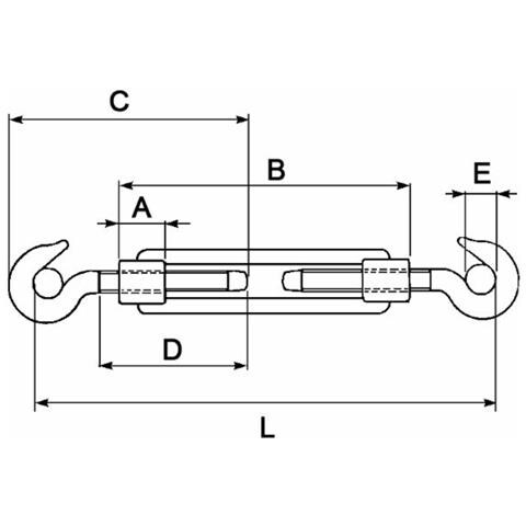 Tenditore Acciaio 2 Ganci Ø 5/16"" L Min 162mm Confezione Da 10 Pezzi - Foto 2