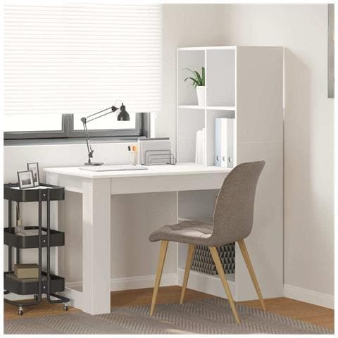 Scrivania Bianco 122 x 67 x 145 cm Legno multistrato - Foto 2