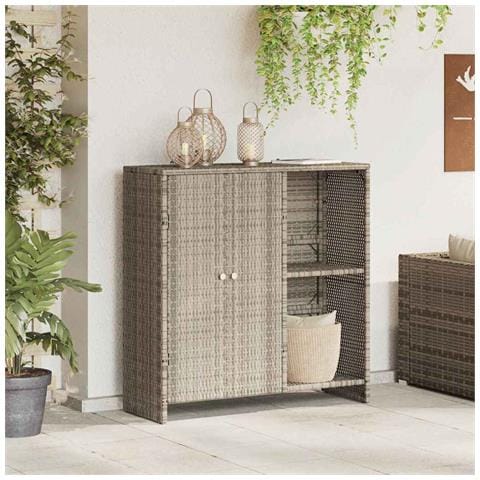 Armadio con porta Grigio chiaro 100 x 36 x 102 cm Rattan - Foto 2