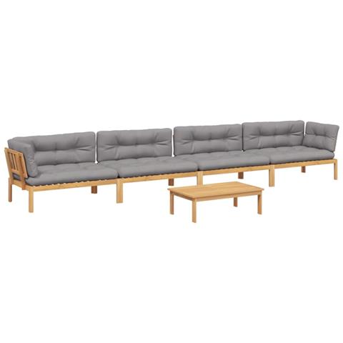 Set Divano Pallet Giardino 5pz con Cuscini Massello Acacia - Foto 1
