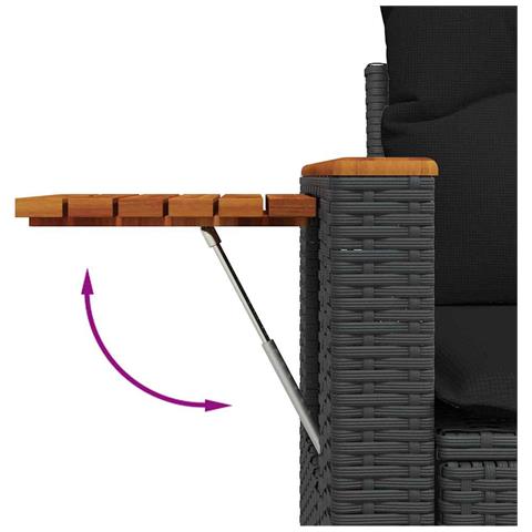 Set Divano da Giardino con cuscino 10 pcs Nero 80 x 80 x 71 cm - Foto 9